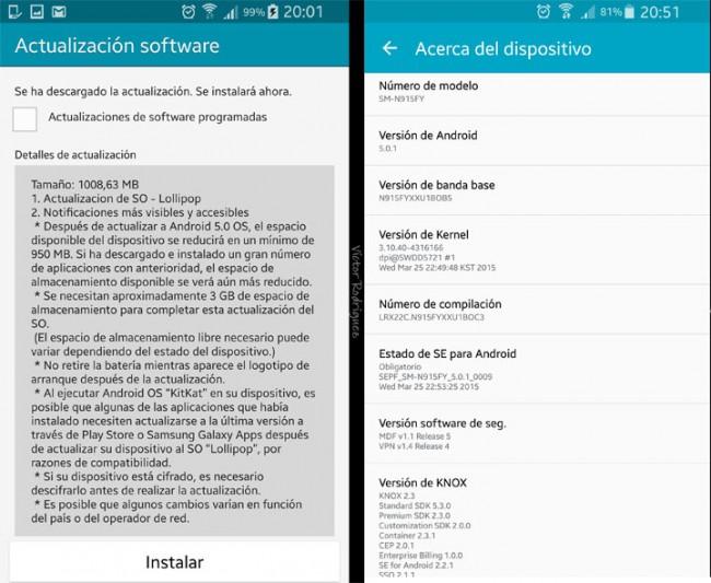 Android 5.0.1 Lollipop para el Samsung Galaxy Note Edge