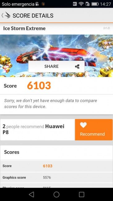 Prueba 3D Mark del Huawei P8
