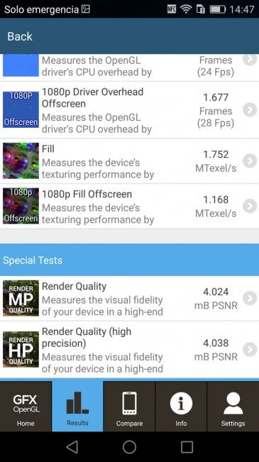Prueba GFXBench del Huawei P8