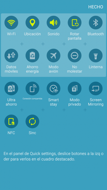 Accesos rápidos del teléfono Samsung Galaxy S6