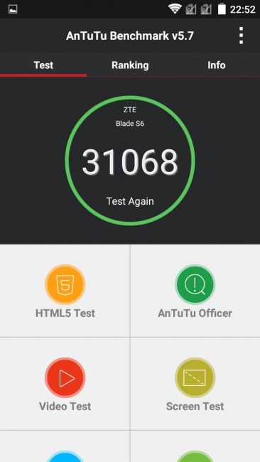 Resultado en AnTuTu del ZTE Blade S6