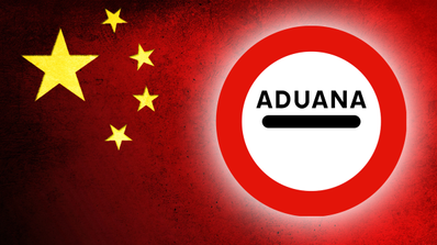 bandera china con senal aduana
