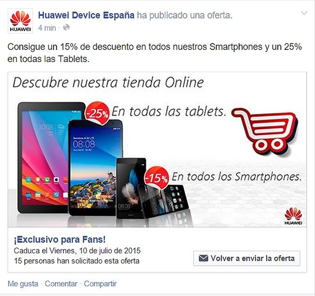 Oferta de Huawei en Facebook