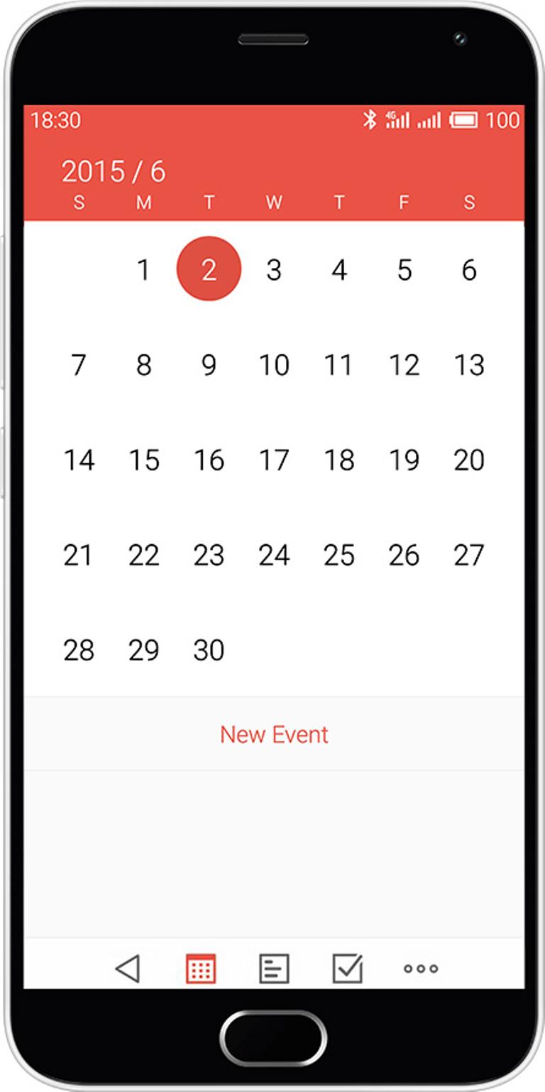 Meizu M2 Note pantalla del calendario