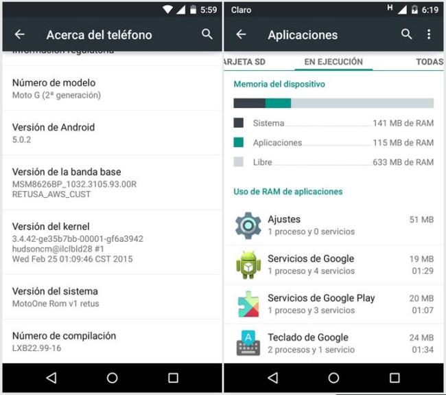 Versión Android de ROM Moto One