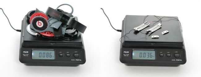 Peso de los auriculares Beats Audio