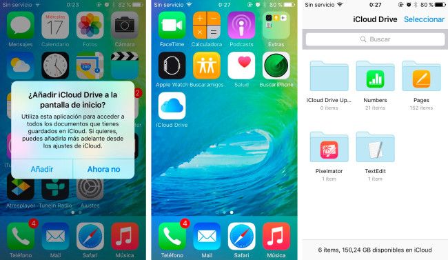 Carpeta iCloud en iOS 9.
