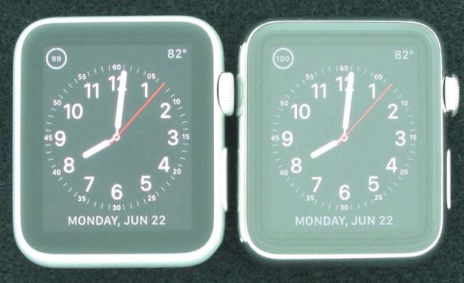 Apple watch comparativa pantallas luz diurna.