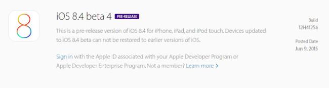 Cuarta versión Beta de iOS 8.4