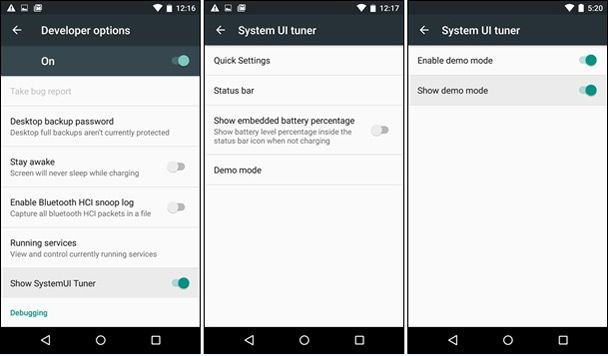 Referenia de Android 5.2 en modo Demo