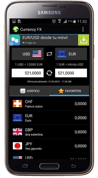 Cambio en Currency FX