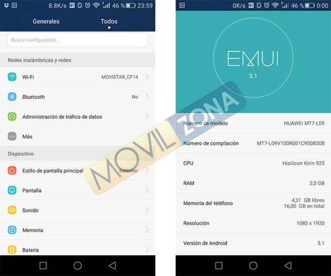 Huawei Ascend Mate 7 con Android 5.1 Lollipop