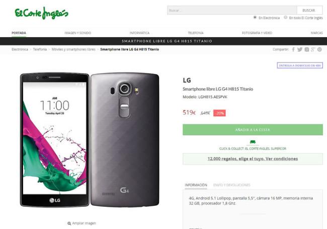 LG G4 de oferta en El Corte Inglés