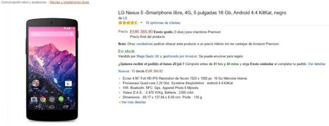 Nexus 5 en Amazon