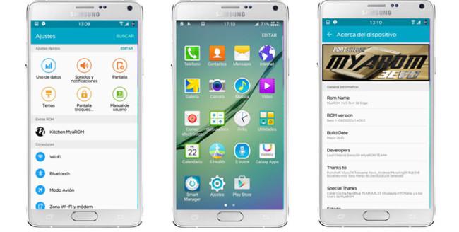 Interfaz de MyaROM para el Samsung Galaxy Note 4