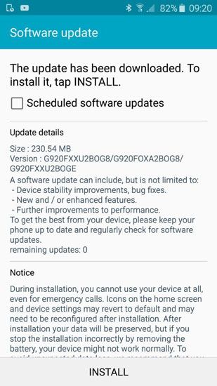Actualizacion OTA para el Samsung Galaxy S6