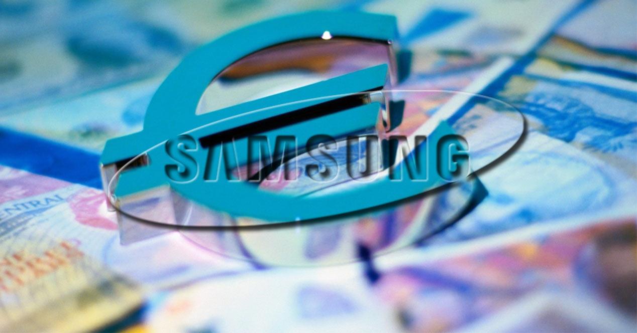 Logotipo de Samsung sobre dinero