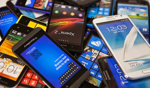 Smartphones apilados