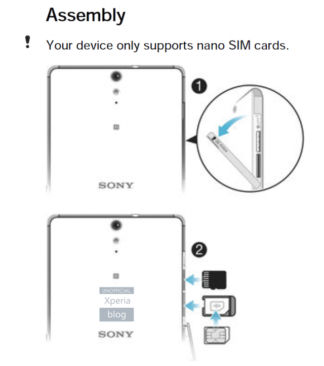 Sony Xperia C5 Ultra uso de pantalla infinita puertos microSD, nanoSIM