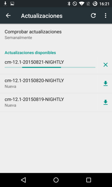 Android - Actualizar CyanogenMod, descargando actualizacion