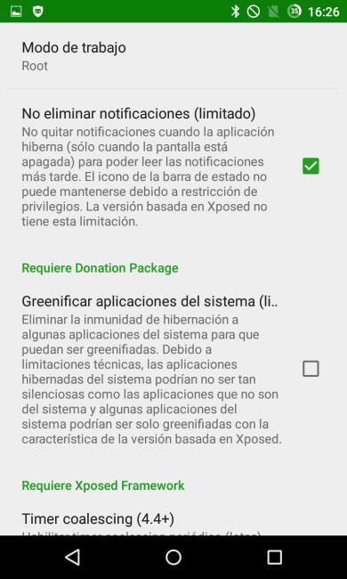 Greenify - Opciones de Root 1