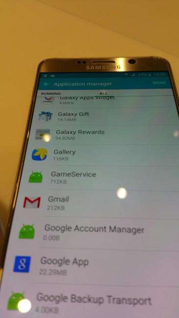 Aplicaciones en ejecución en el Samsung Galaxy Note 5