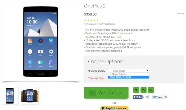 Venta del OnePlus 2 en la tienda OppoMart