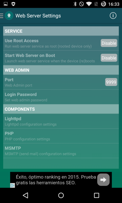 Papala Web Server - Configuracion del servidor