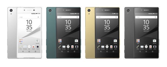 Sony Xperia Z5 en blanco, verde oro y gris