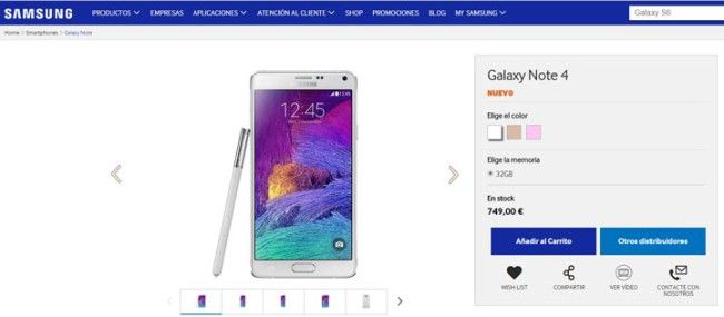 Precio del Samsung Galaxy Note 4