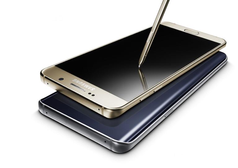 Samsung Galaxy Note 5 dorado con lapiz