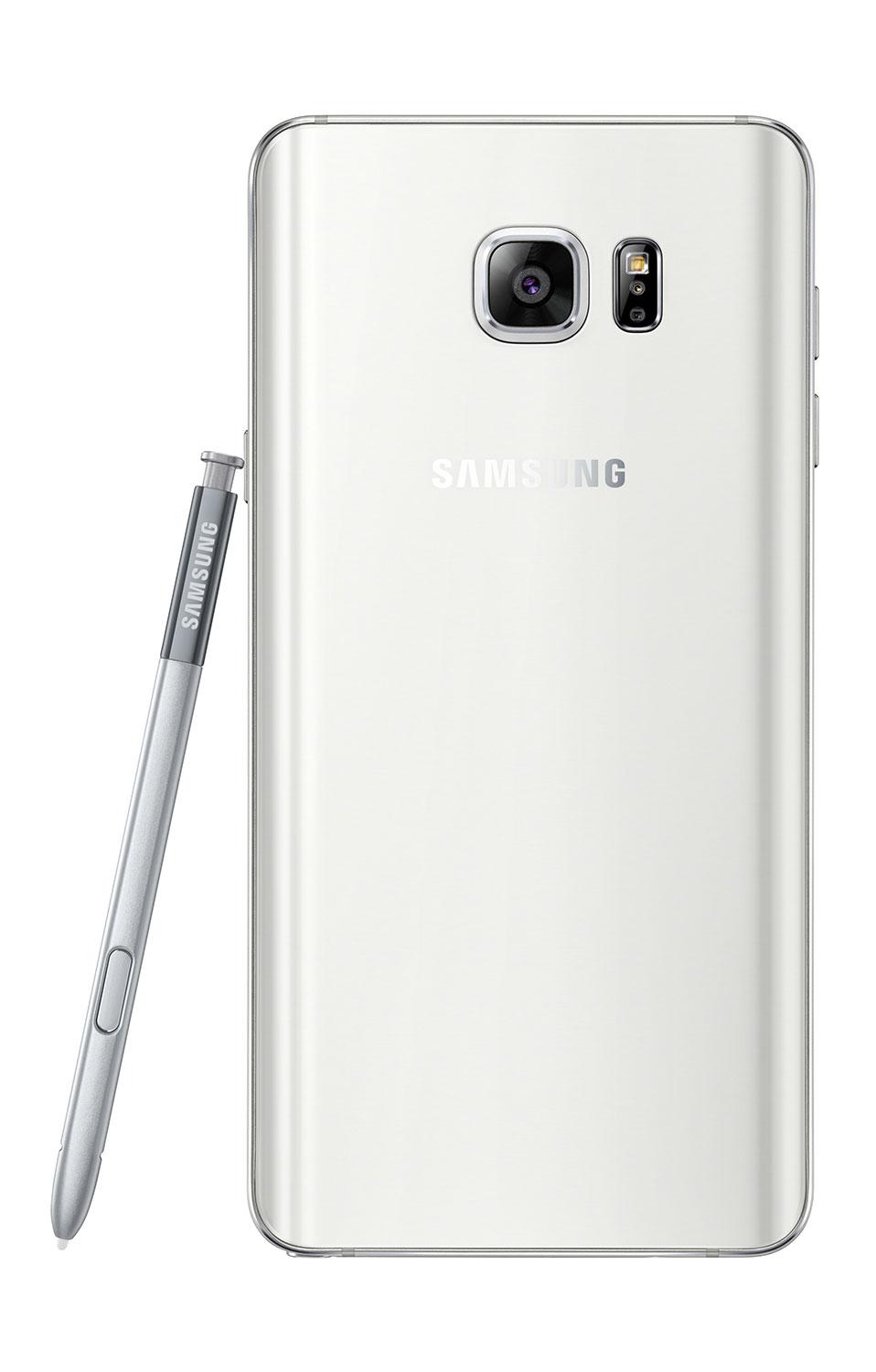 Samsung Galaxy Note 5 blanco vista trasera