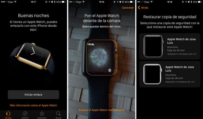 Apple Watch configuración.