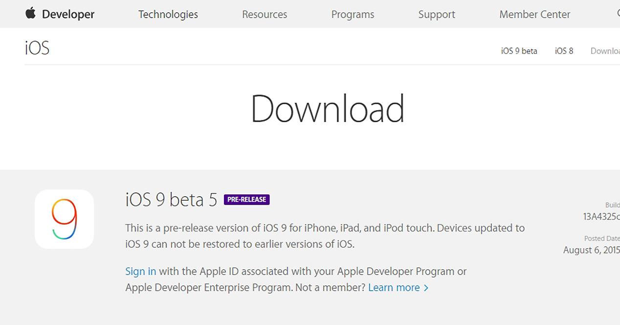 Beta 5 de iOS 9