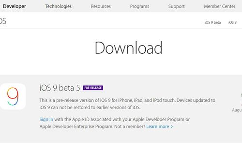Beta 5 de iOS 9