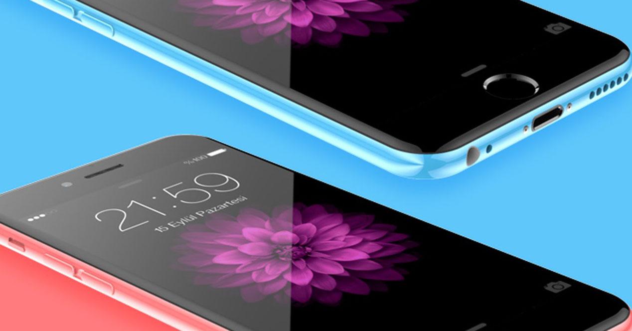 iPhone 6c render azul y rosa