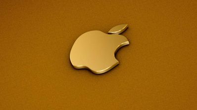 Logo de Apple en color oro