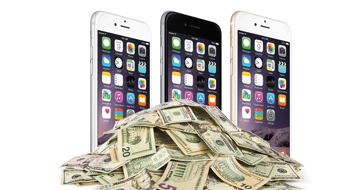 iPhone 6 con billetes de dólar
