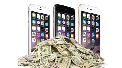 iPhone 6 con billetes de dólar