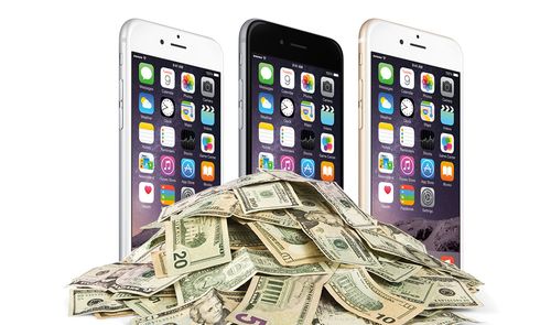 iPhone 6 con billetes de dólar