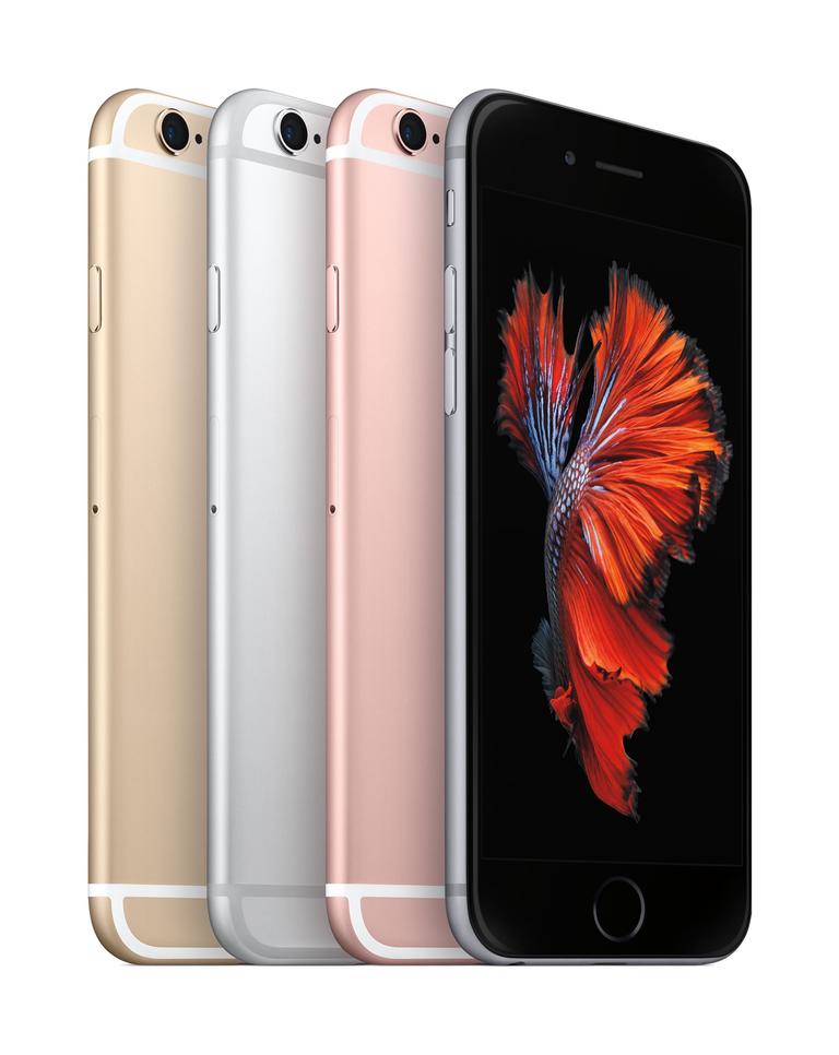 iPhone 6s en color oro, gris, rosa y plata