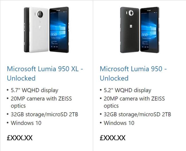 Microsoft Lumia 950 y Lumia 950 XL en la tienda de Microsoft