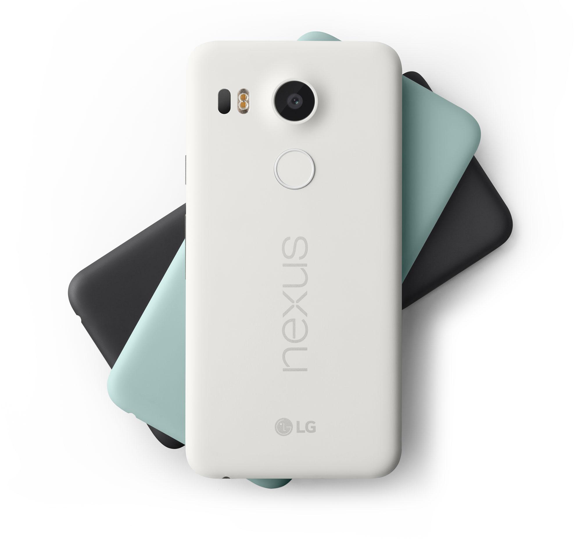 Nexus 5x en color blanco, negro y verde
