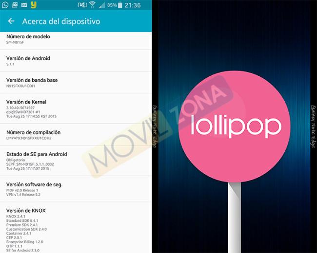 Android 5.1.1 Lollipop en Samsung Galaxy Note Edge