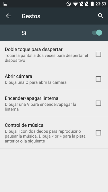 Configuración de gestos en el OnePlus 2