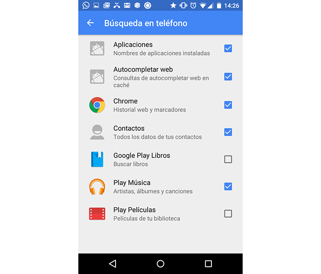 Google Now desactivar apps