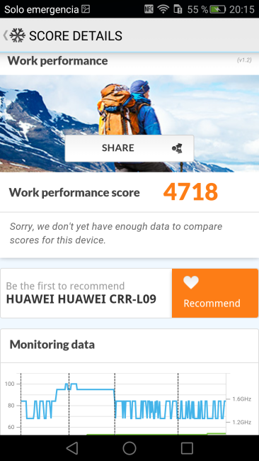 Restultado en PC Mrk del Huawei Mate S