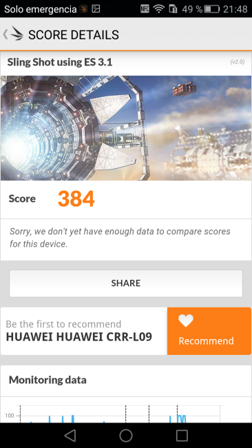Resultado en 3D Mark del Huawei Mate S