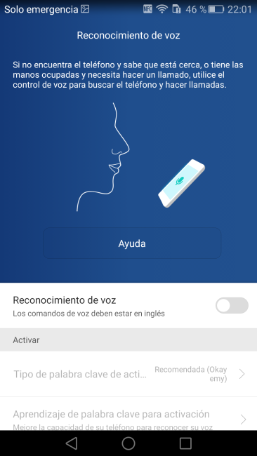 Reconocimiento de voz del Huawei Mate S