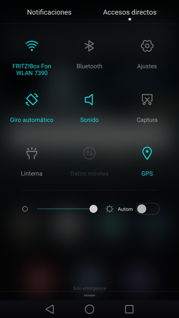 Barra de accesos rápidos del Huawei Mate S